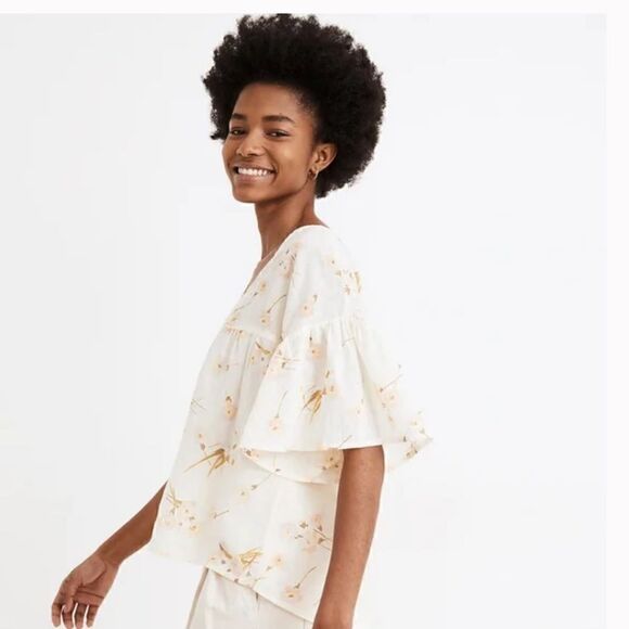 Madewell flutter sleeve rhyme top in floral print - Picture 5 of 13